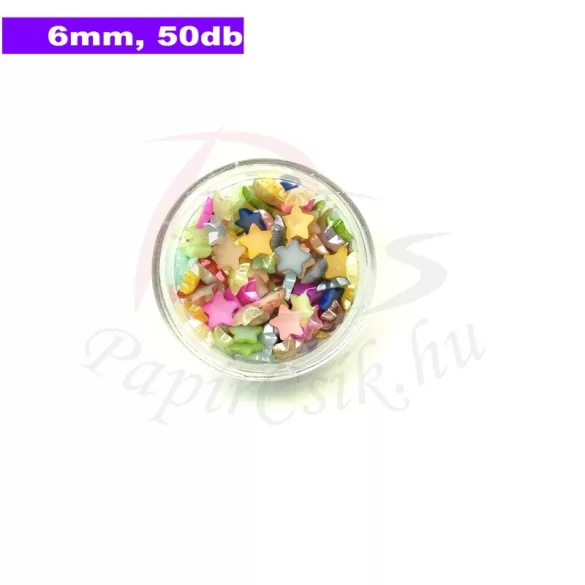Műanyag csillag alakú félgyöngy (vegyes szín, 6mm, 50 Stück)