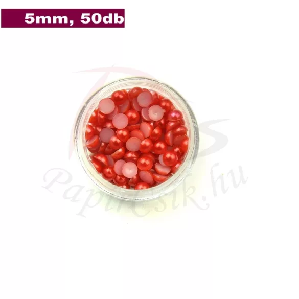 Kunststoff-Halbkugelperle, rot (5mm, 50 Stück)