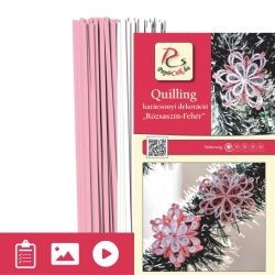   Rosa-Weiß - Quilling Muster (200 Stück Streifen und Beschreibung mit Bilder)