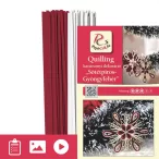   Dunkelrot-Perlweiß - Quilling Muster (200 Stück Streifen und Beschreibung mit Bilder)