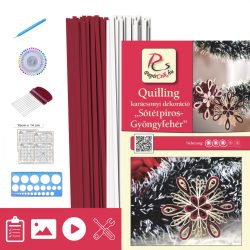   Dunkelrot-Perlweiß - Quilling Muster (200 Stück Streifen, Beschreibung, Werkzeuge)