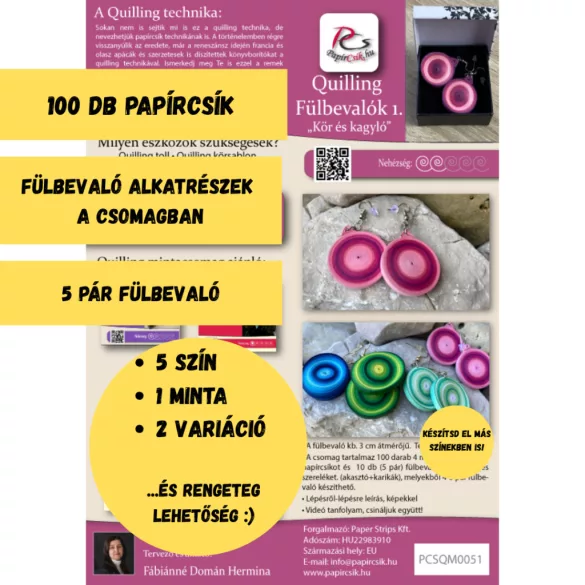 Ohrringe 1. – Quilling-Muster (100 Stück Streifen, Ohrringteile 10 Stück/5 Paare, mit Muster und Beschreibung, mit Bildern)
