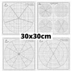   Quilling Schablonen Papier – 30, 60, 72 umd diverse Grad Aufteilung (4 Stück, 30 x 30 cm)